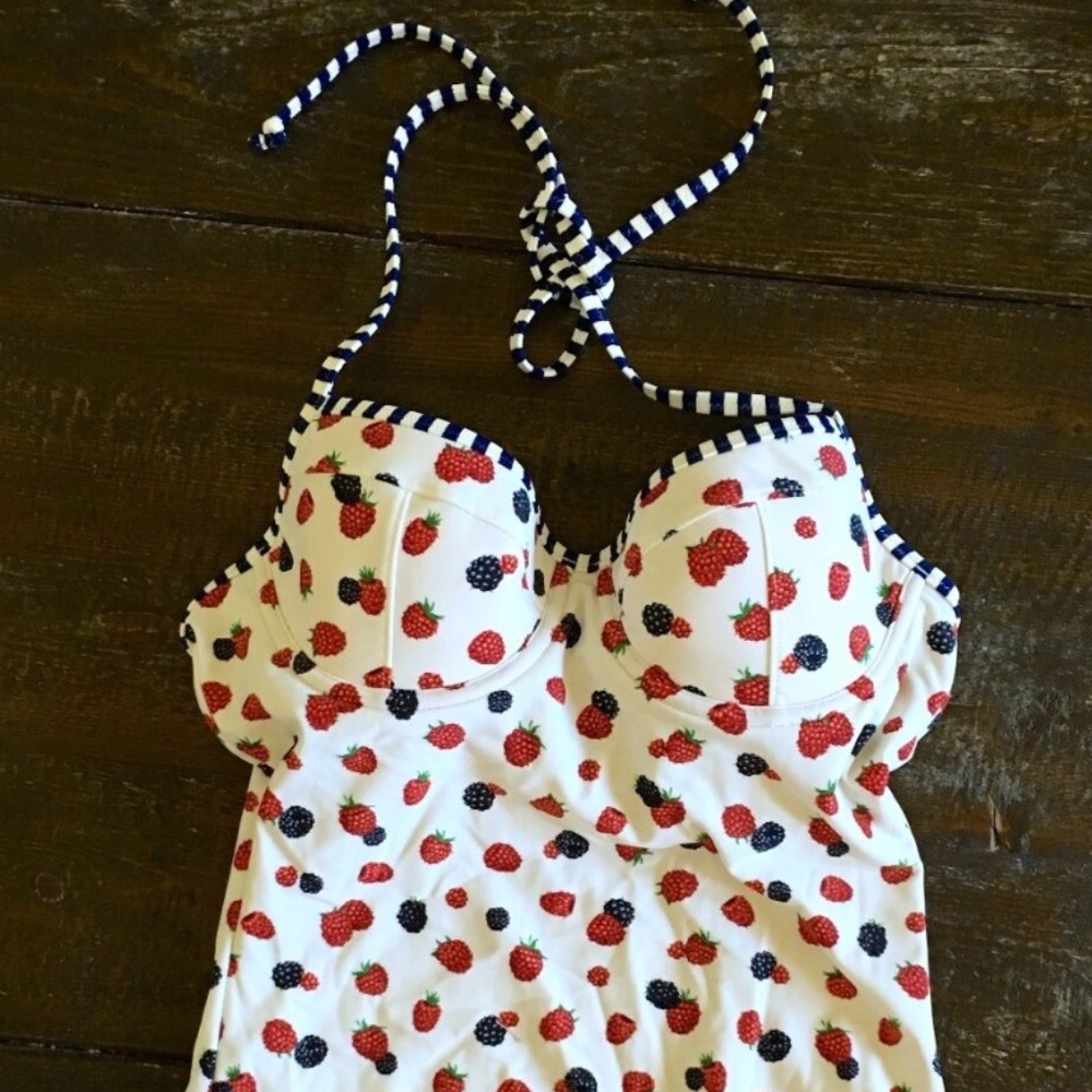 COPY - J.CREW SWIMSUIT NWT HALTER BERRY ONE PIECE…